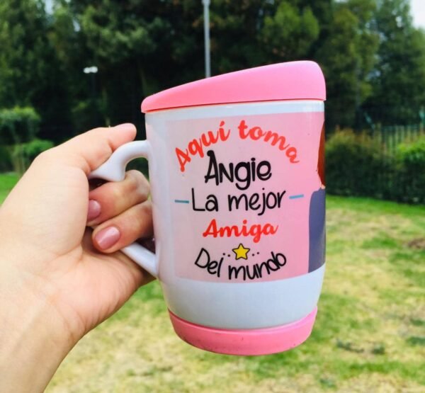 Mug Tapa Rosada Oreja Corazon